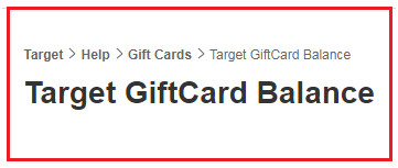 Target Balance Gift Card