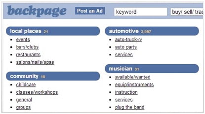 What is the new backpage.